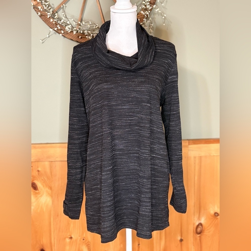 J. Jill Black Multicolor Cowl Neck Sweater size Large NWT
